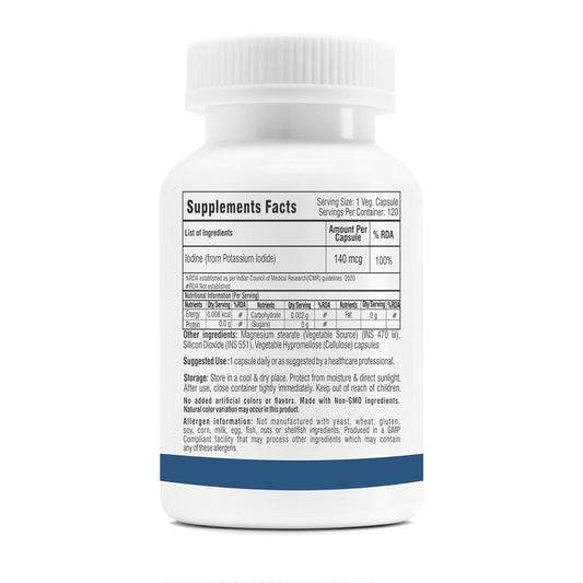 Trexgenics Iodine 140 mcg from Potassium Iodide Multi-Action Mineral for Thyroid Function, Metabolism, Immunity (120 Veg. Capsules)