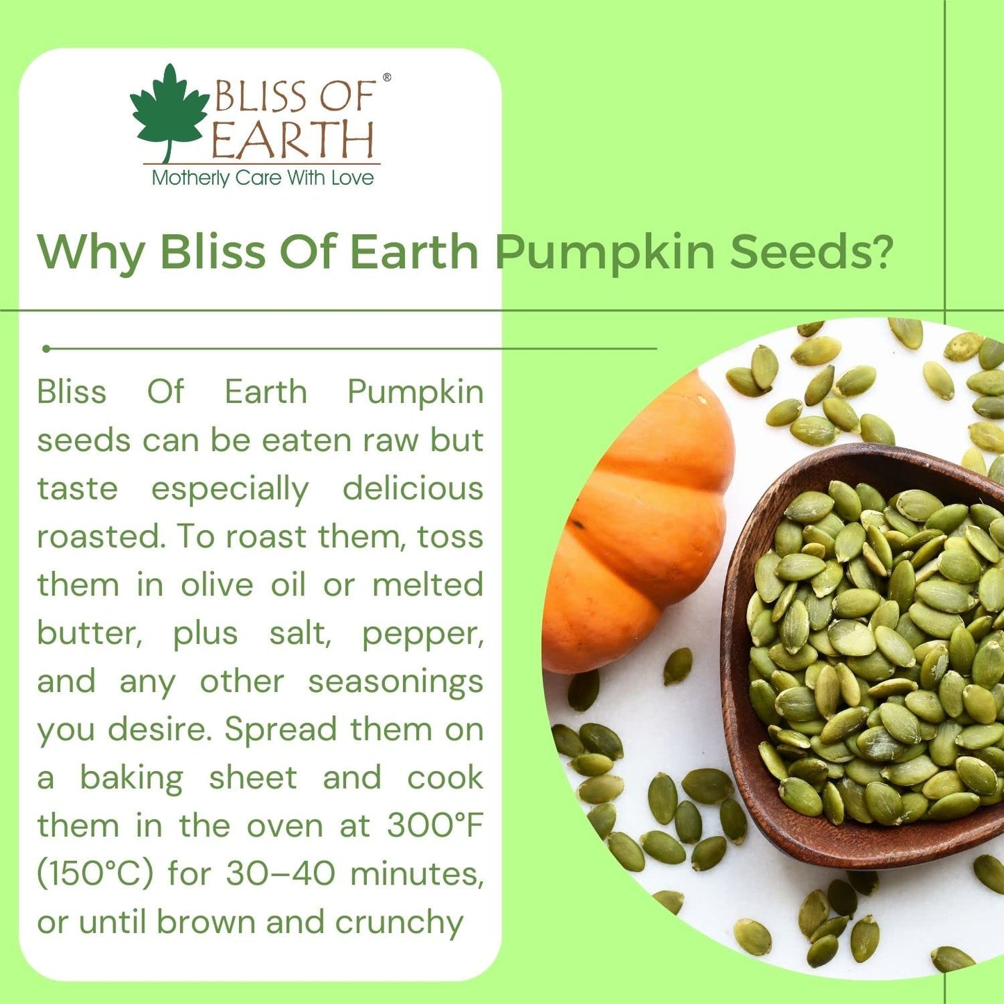 Bliss of Earth Pumpkin Seeds – Dehulled Naturally Organic Superfood for Eating - Rich in Protein & Fiber, Healthy Snack for Salads, Baking & Smoothies - Pumpkin Seed 600gm