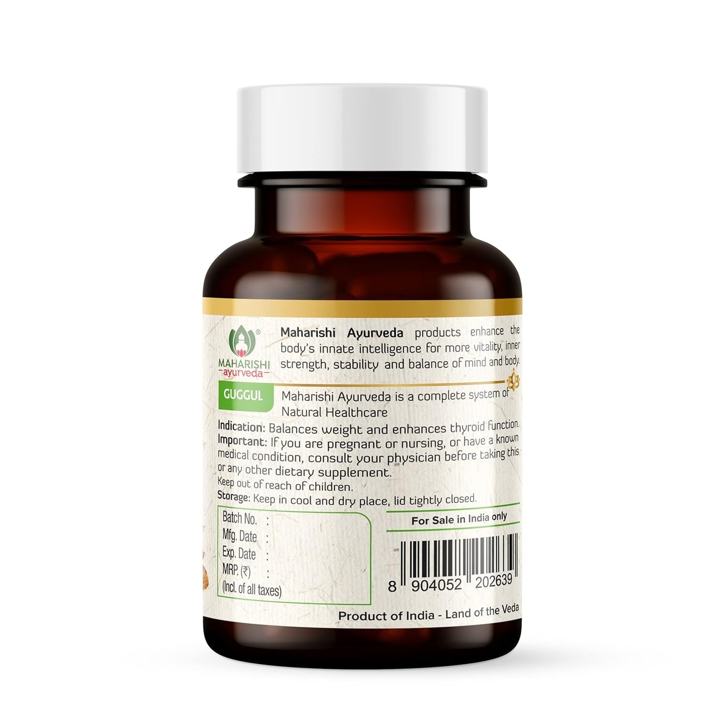 Maharishi Ayurveda Organic Guggulu Tablets | Supports Healthy Cholesterol Levels & Digestion| Joints Detoxification | Weight Management | Antioxidant - 60 Tablets