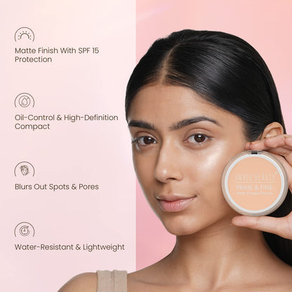 SWISS BEAUTY Prime & Fine Matte Pressed Powder, Natural-Beige, 10 g