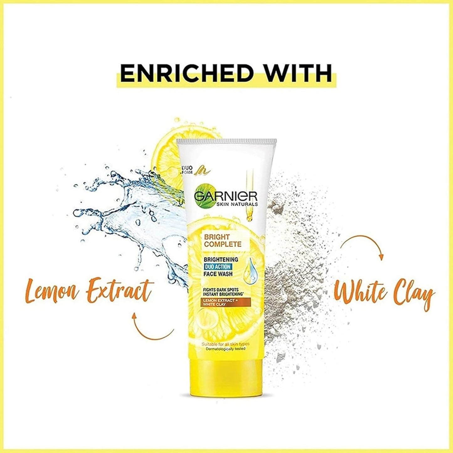 Garnier Bright Complete BRIGHTENING DUO ACTION Face Wash, 100g