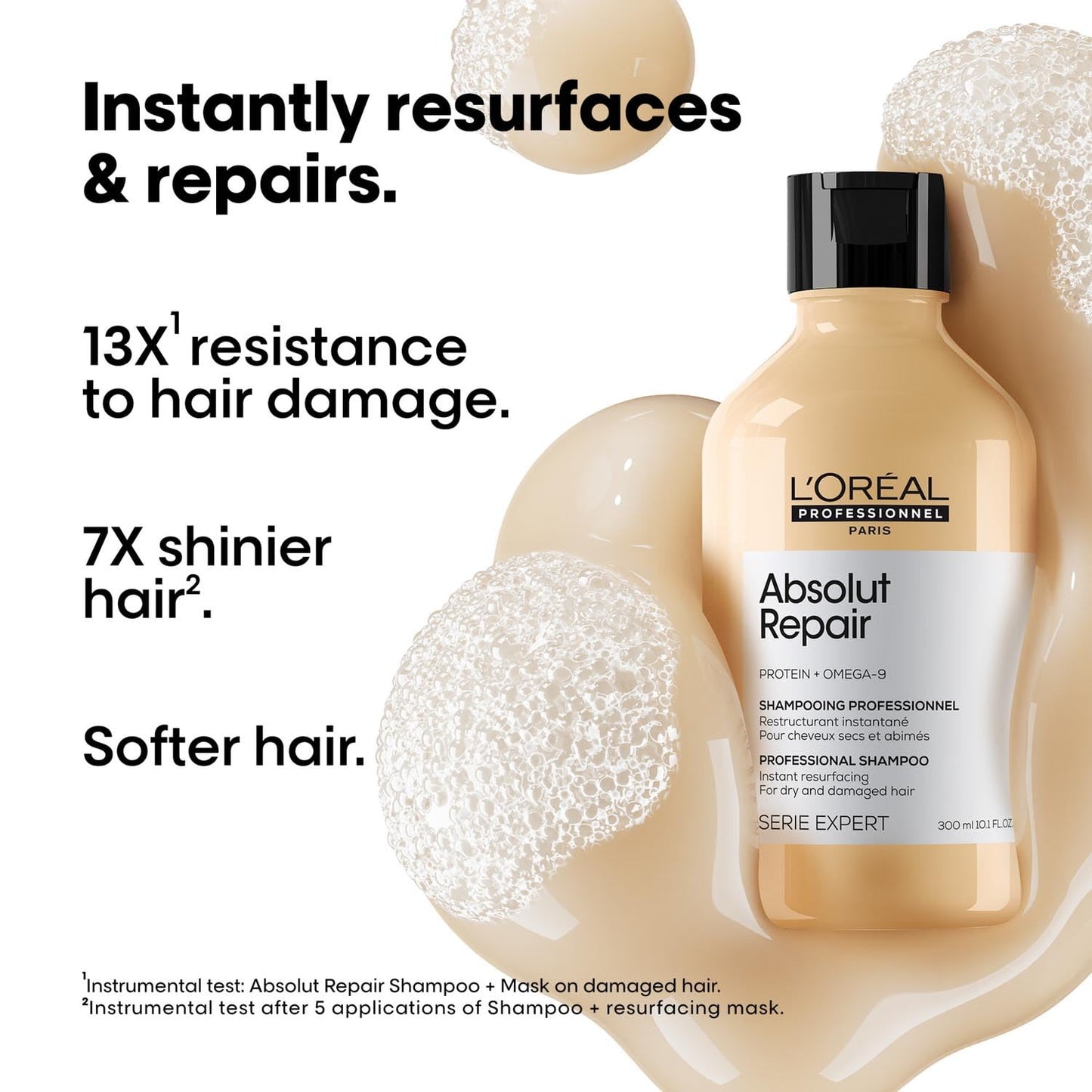 L'OrÃ©al Professionnel Absolut Repair Shampoo for Dry & Damaged Hair - 300ml | Professional shampoo for Strengthening and Repairing Hair, With Protein & Omega-9, For Men & Women