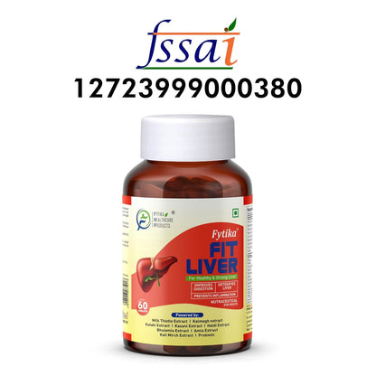 Fytika Fit Liver Detox Supplement with Milk Thistle (60 Tablets) | For Healthy and Strong Liver| Enriched with Milk Thistle, Kalmegh, Kutaki, Curcumin, Bhuiamlaki and Probiotics