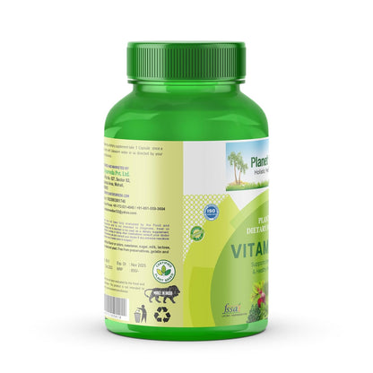 Planet Ayurveda Vitamin B12 60 Capsules â€“ Whole Food Methylcobalamin for Energy & Immunity â€“ Vegan B12 with Probiotics & Enzymes â€“ Gluten-Free Supplement