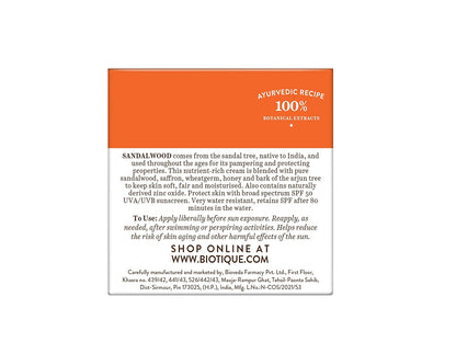 Biotique Bio Sandalwood Sunscreen Ultra Soothing Face Lotion, SPF 50+ |Ultra Protective Lotion| Keeps Skin Soft, Fair and Moisturized| Water Resistant| For All Skin Types| 50ml