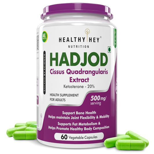 HealthyHey Nutrition HADJOD - Cissus Quadrangularis Extract - 60 Vegetable Capsules