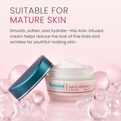 Himalaya Anti-Wrinkle Cream for Men/Women with Aloevera & Grapes | reduce wrinkles, fine lines & age spots | Clinically tested AHA-rich formula | No Alcohol-No Parabens | For Normal to Dry skin| 50g