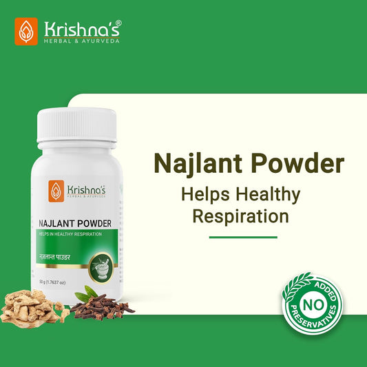 Krishna's Najlant Powder â€“ Herbal Respiratory Support for Lungs, Cough & Congestion Relief, No Artificial Colors or Flavors - 50 g (Pack of 1)