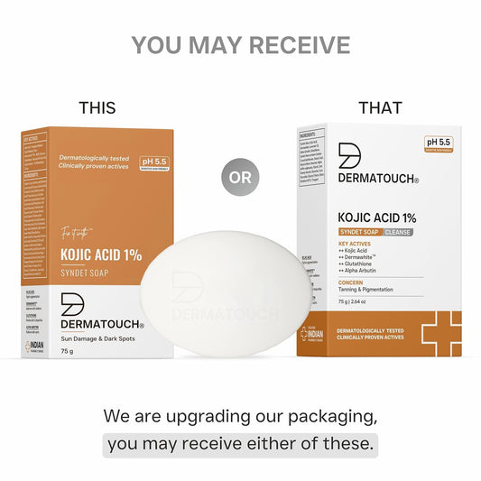 DERMATOUCH Kojic Acid 1% Soap with Glutathione | For Pigmentation & Sun damage | Soap for Men & Women | Suitable for All Skin Types | 75g
