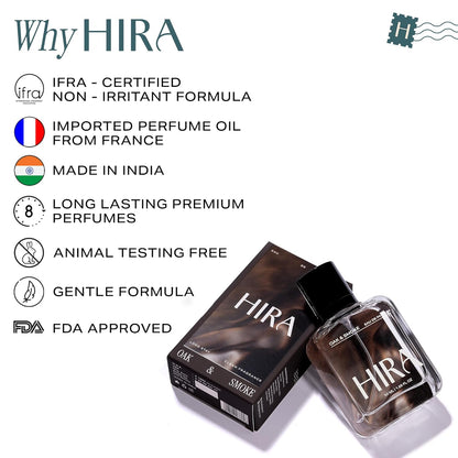 HIRA Oak and Smoke Perfume for Men 50ml | 12 Hours Long Lasting Eau De Parfum Premium Luxury Smell | Best Men Perfume with Earthy, Fresh & Citrus Scent | Bold Night-Out & Date Night Fragrance | Gifts for Men, boyfriend