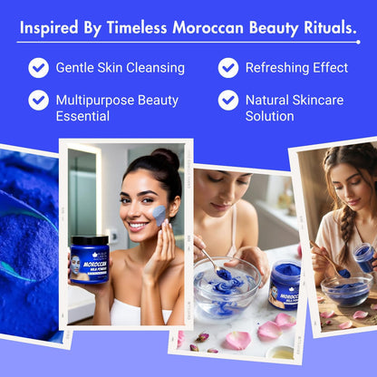 Bliss of Earth Moroccan Nila Powder 50gm for Face | Tan Care & Pore Care | Blue Powder for Deep Cleansing, Skin Care & Smooth Texture Support