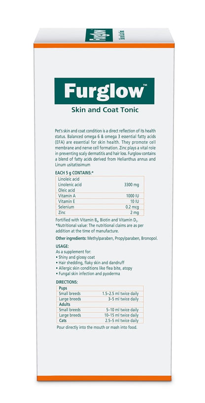 Himalaya Furglow Skin & Coat Tonic Liquid For Dogs & Cats | Daily Supplement forSshiny and Healthy Coat | 400ml