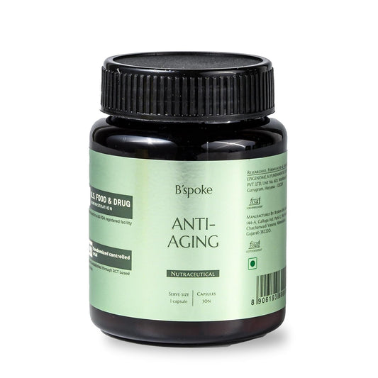 Bâ€™spoke Anti-Aging | Advanced Cellular Defense with CoQ10, Trans-Resveratrol & Vitamin A | Supports Skin Elasticity, Energy & Heart Health | For Men & Women | 30 Veg Capsules