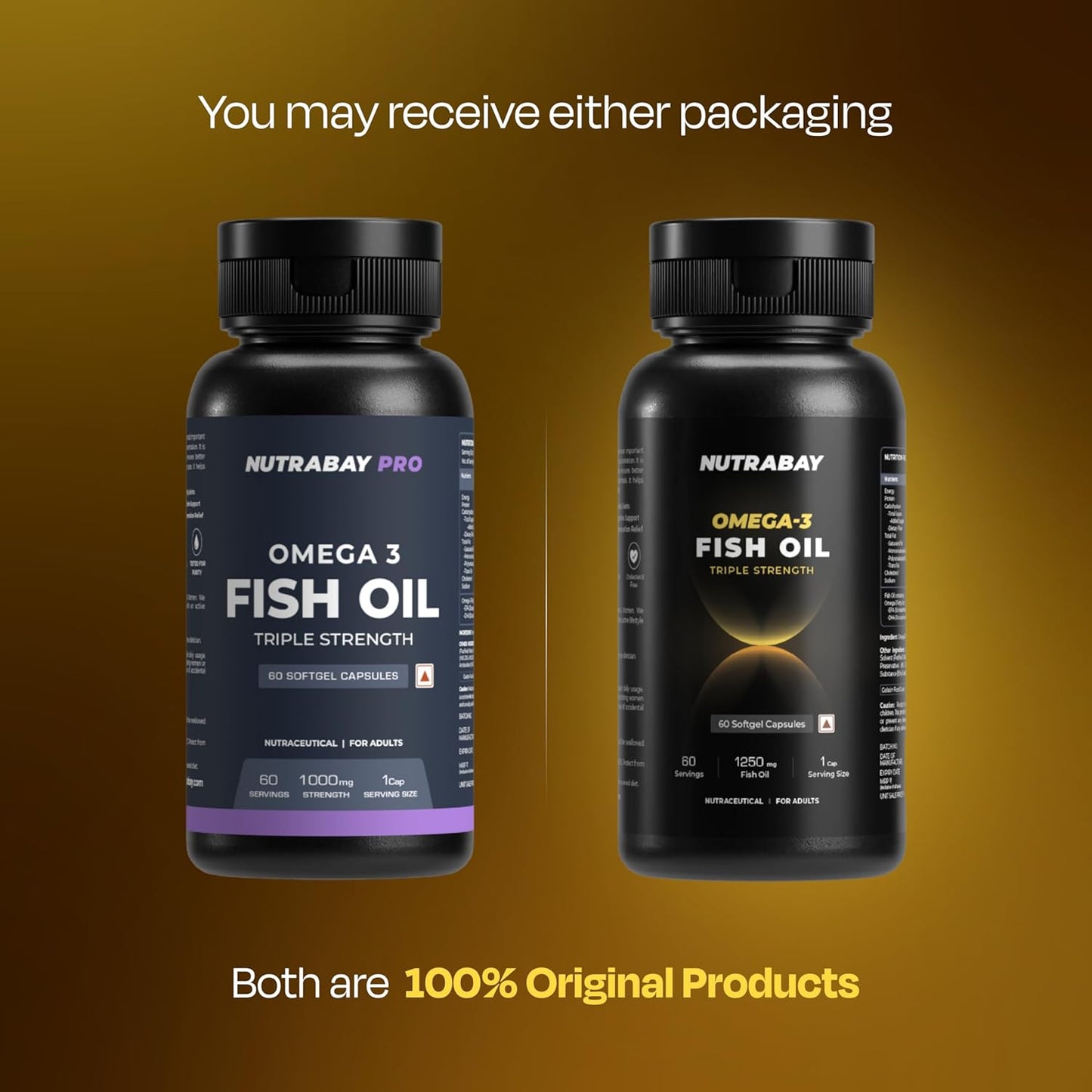 Nutrabay Pro Fish Oil Omega 3 (Triple Strength) - 1000mg for Adults, Capsules 60 Count