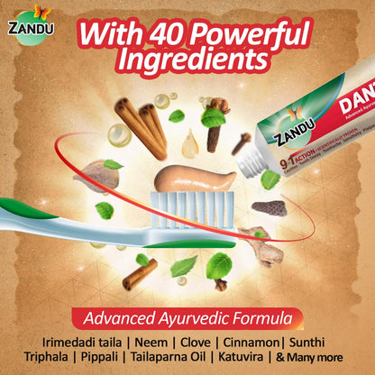 Zandu Dantveer, 200g, USAâ€™s 1st Ayurvedic toothpaste with Irimedadi oil | Scientifically proven formula |Fights 9 dental problems