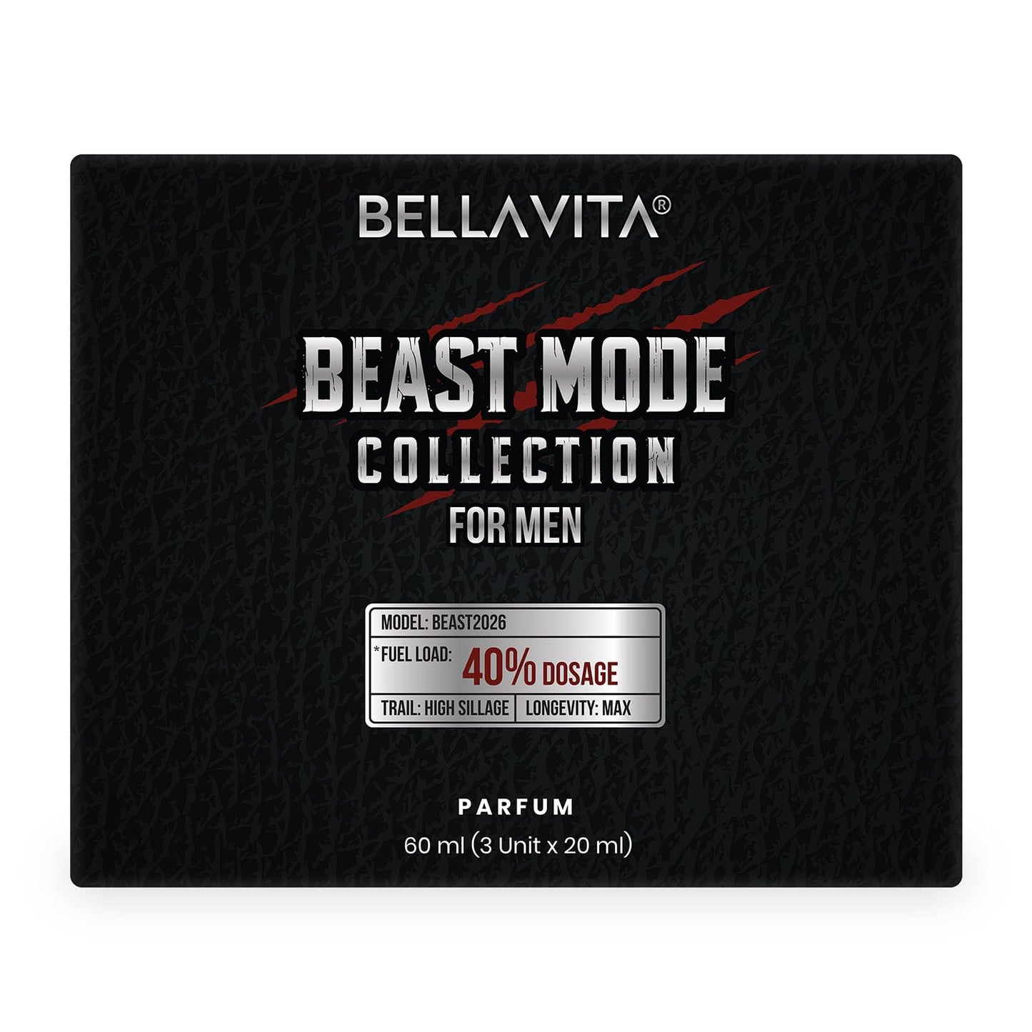 BELLAVITA Beast Mode Collection Set with 40% Perfume oil concentration | Long Lasting | Set of 3 x 20ml each | Perfume for Man | Gift for Men | Spicy, Wood, Musk and Oud Premium Fragrance for Men