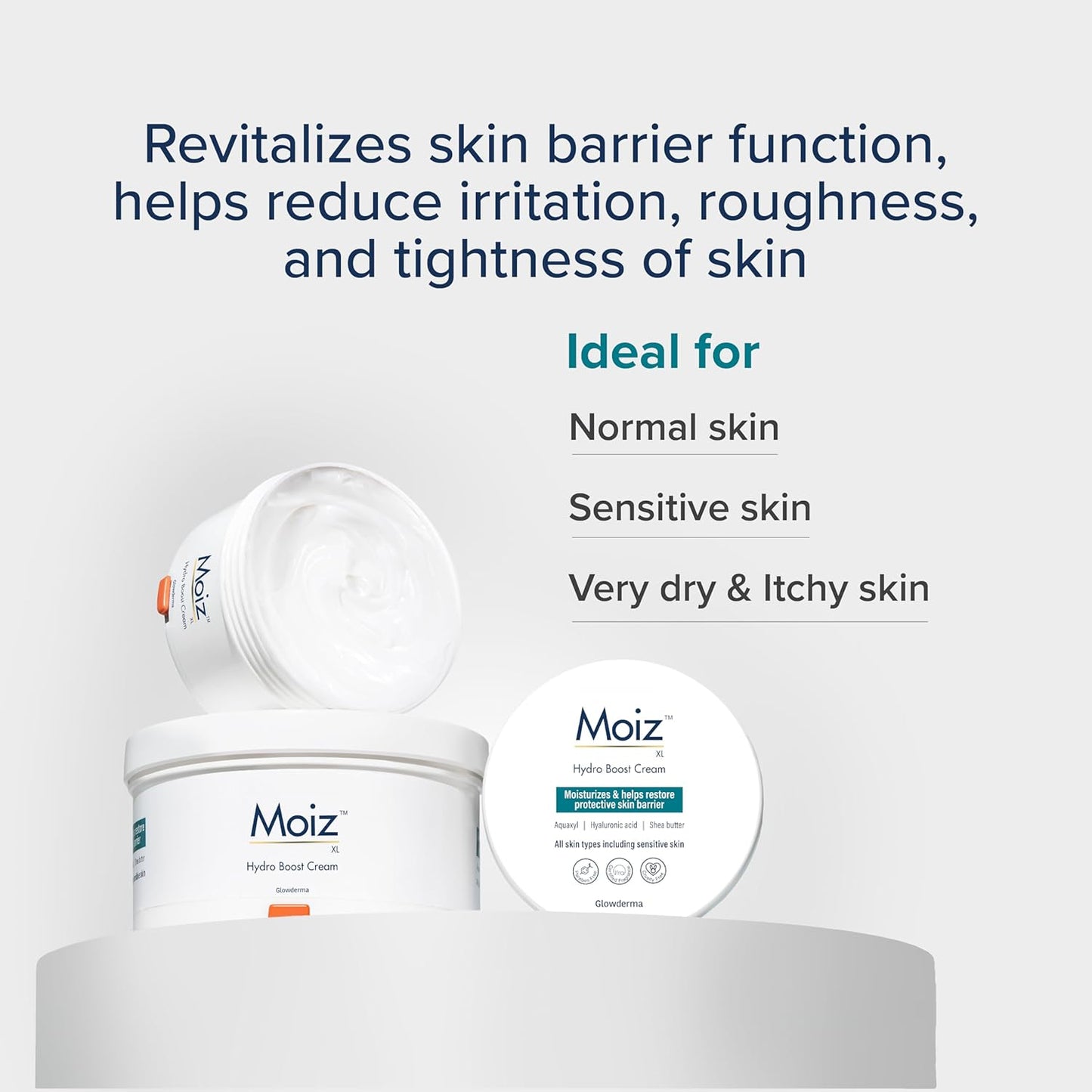 Moiz XL Hydro Boost Face & Body Cream | For Dry to Very Dry Skin | Formulated with 13 Moisturizers | Paraben Free & Cruelty-Free - 200gm