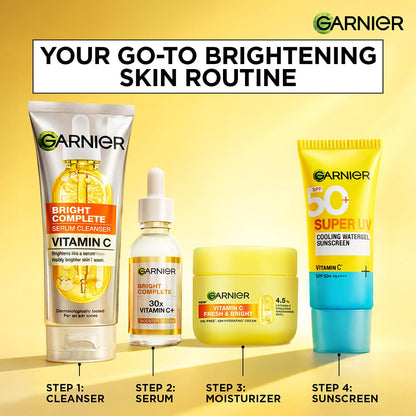 Garnier Fresh & Bright Vitamin C Sorbet Moisturizer, 4.5% Vit C + Hyaluronic Acid + Niacinamide + BHA, 9x Lighter Sorbet Texture, For Hydration & Dark Spot Reduction, Suitable for Oily to Normal & Combination Skin, 90g