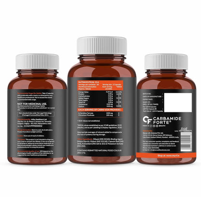 Carbamide Forte L carnitine Tablets For Men & Women | L-Carnitine Supplement To Support Energy, Recovery & Metobolism | L Carnitine L tartrate 1000mg Helps Convert Fat Into Energy - 120 Capsules