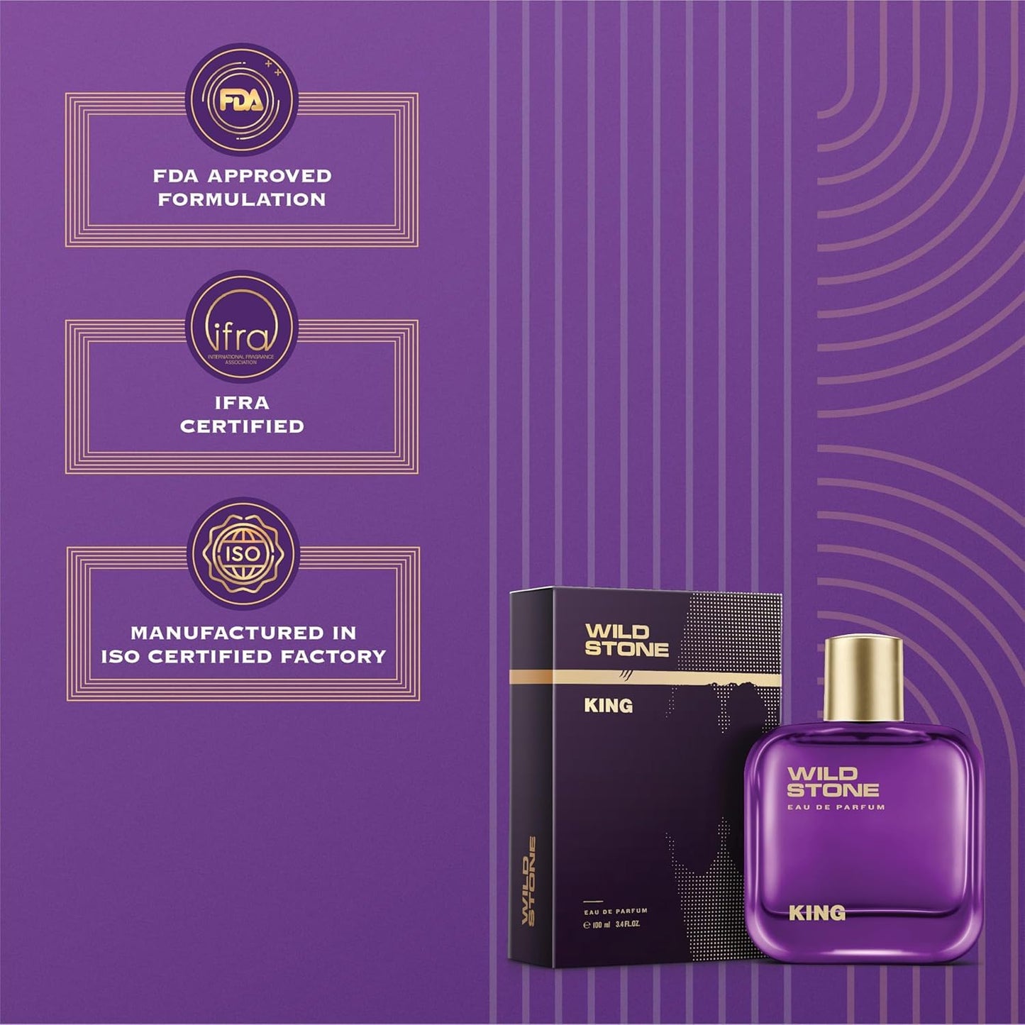 Wild Stone King Perfume for Men, 100ml| Luxury Eau De Parfum | Long-Lasting Fragrance | Best Gift for Him l Premium Perfume for Men l Infused with Woody & Oriental Notes