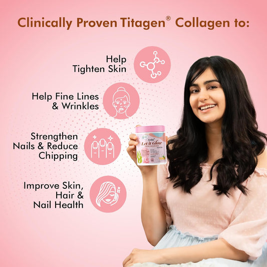 Fytika Let It Glow - 200g (Pineapple, Pack of 1) Marine Collagen Supplement Powder for Men & Women|L- Glutathione, Vitamin C, Sesbania Agati Extract|Promotes Healthy Skin, Hairs and Nails