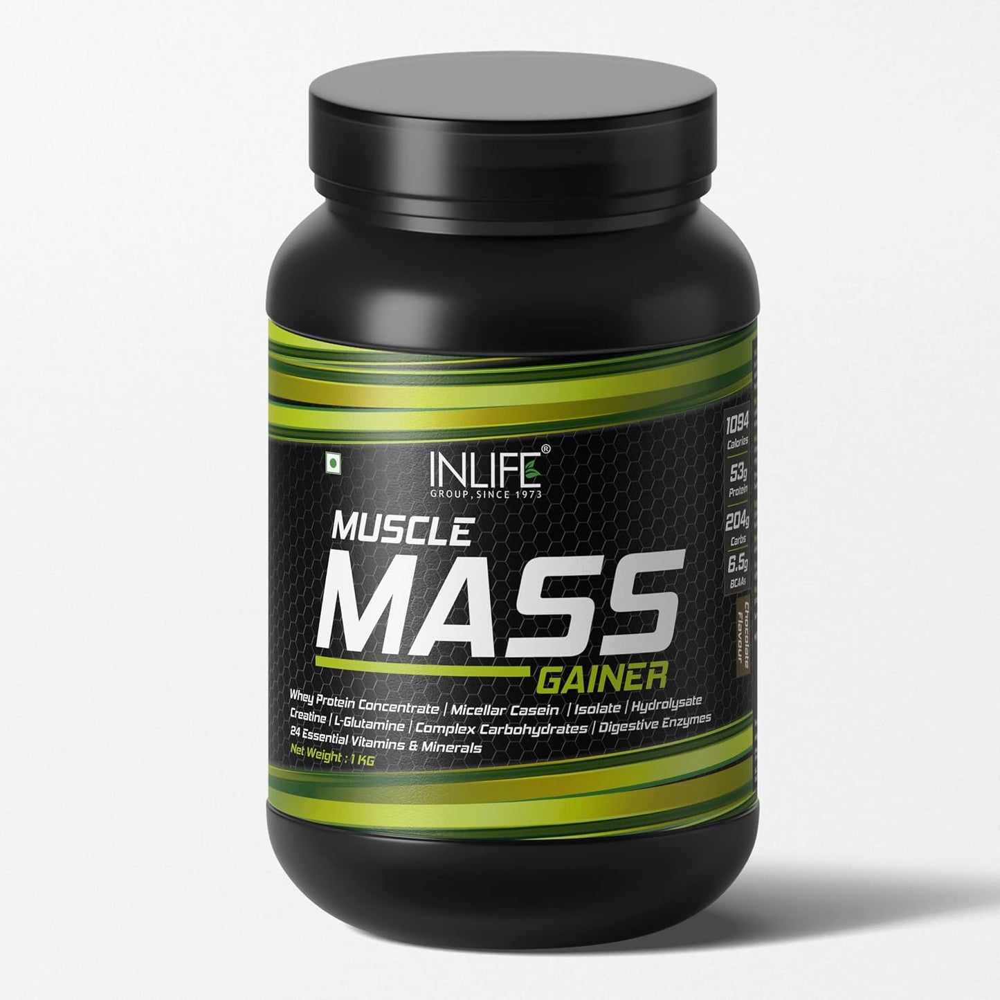 INLIFE Muscle Mass Gainer With Whey Protein Powder Body Building Supplement (Chocolate 1kg)