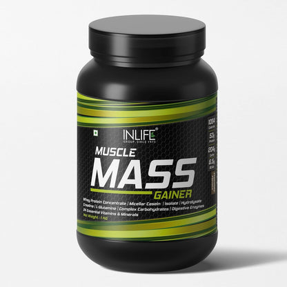 INLIFE Muscle Mass Gainer With Whey Protein Powder Body Building Supplement (Chocolate 1kg)