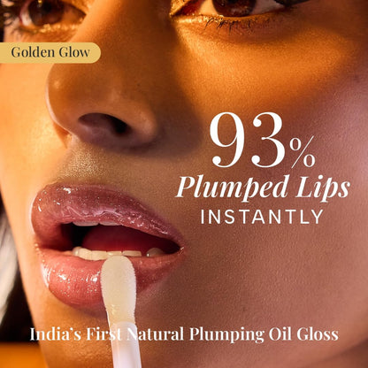 RAS Luxury Oils Hydrating 4-in-1 Super Plump Lip Oil Gloss, Balm, Plumper & Gloss with SPF 20 | Enriched with Natural Oils, Peptides & Hyaluronic Acid - Golden Glow