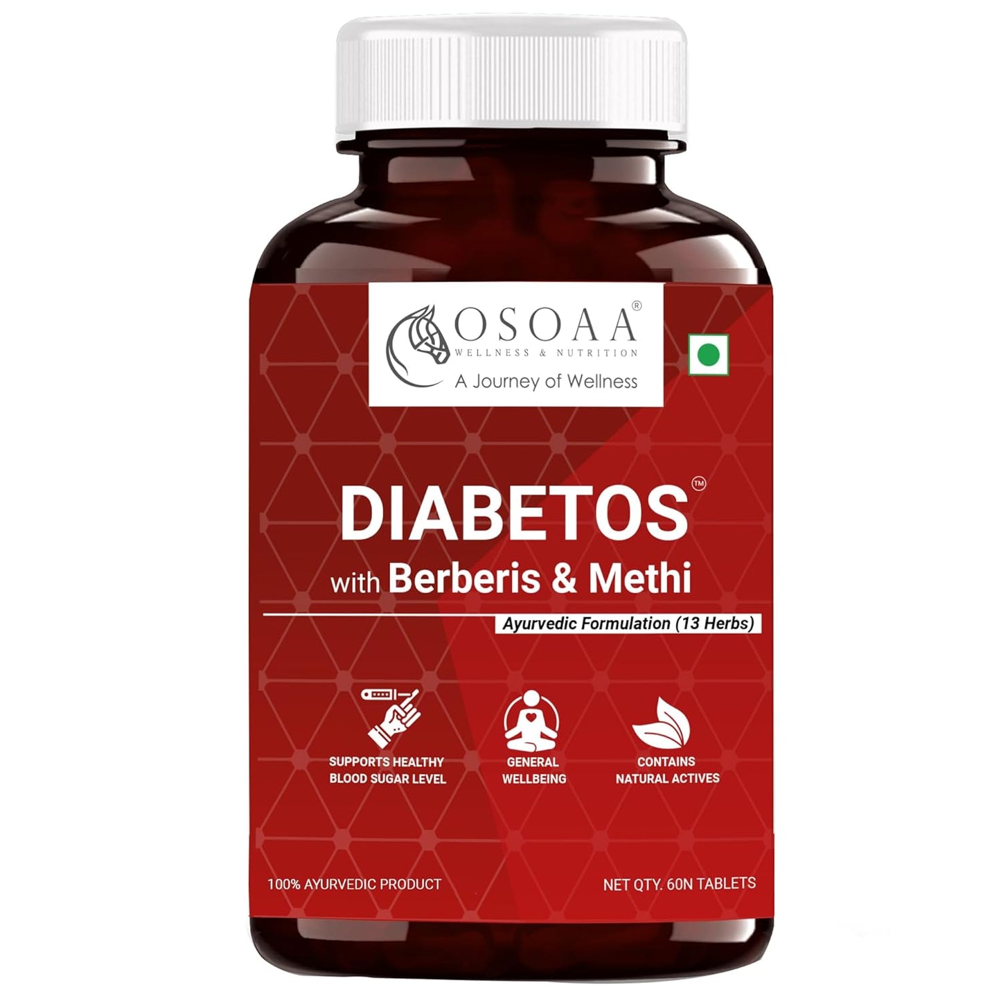 OSOAA Diabetic Care Tablets (Diabetos) | Karela, Jamun, Gurmar, Methi, Neem & Other Herbs | Supports Blood Sugar Management & Diabetes Care | 60 Veg Tablets