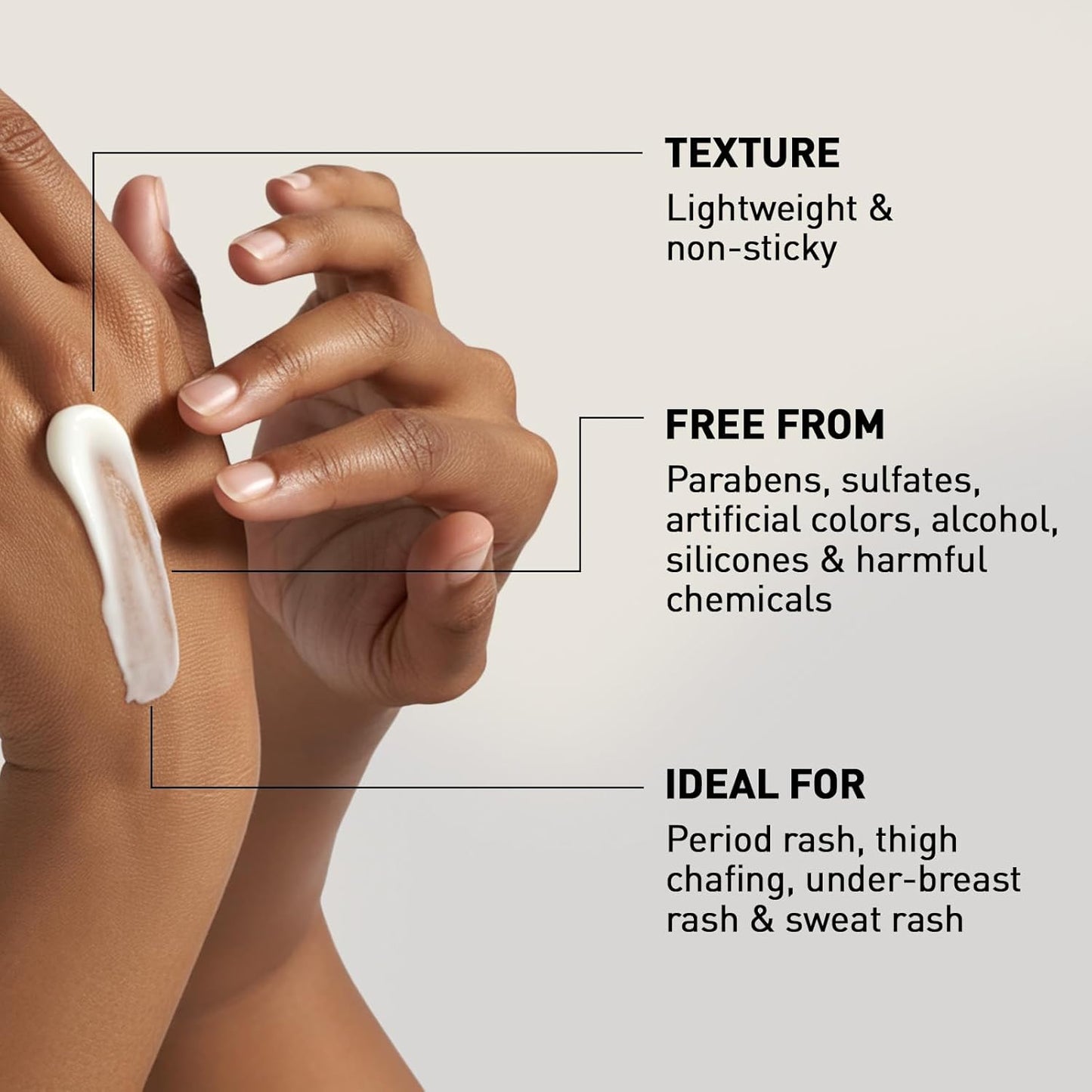 Sirona Natural Rash Cream - 25gm | For Chafing Due to Sanitary Pads, Heavy Thighs, Sports Activities, Waxing and Gymming