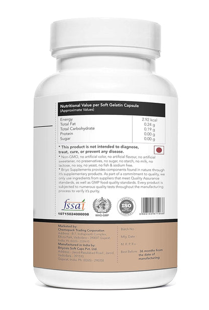 Briyosis Ginger Oil 60 Softgels to support Healthy Digestion and Immune Health