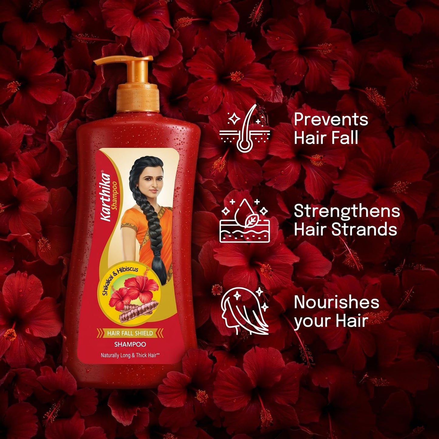Karthika Hairfall Shield Shampoo with Shikakai & Hibiscus â€“ 1L | Herbal Anti-Hairfall Shampoo for Strong & Healthy Hair | Natural Care for Men & Women