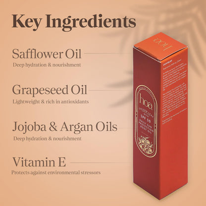 Body Oil with SPF 50 - Sun Protection Body Oil for Daily Use | House of Ayurveda Golden Leaf Lightweight UV Protection Oil | Fast-Absorbing, Non-Sticky | All Skin Types | Paraben-Free, Cruelty-Free | 100ml
