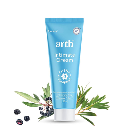 Arth Intimate Cream for Women to Balance Intimate pH (3.5-4.5) | Reduces Dryness, Itching, Irritation & Soothes Intimate Area | With Tasmanian Berry & Australian Tea Tree | Daily Intimate Hygiene | 60g