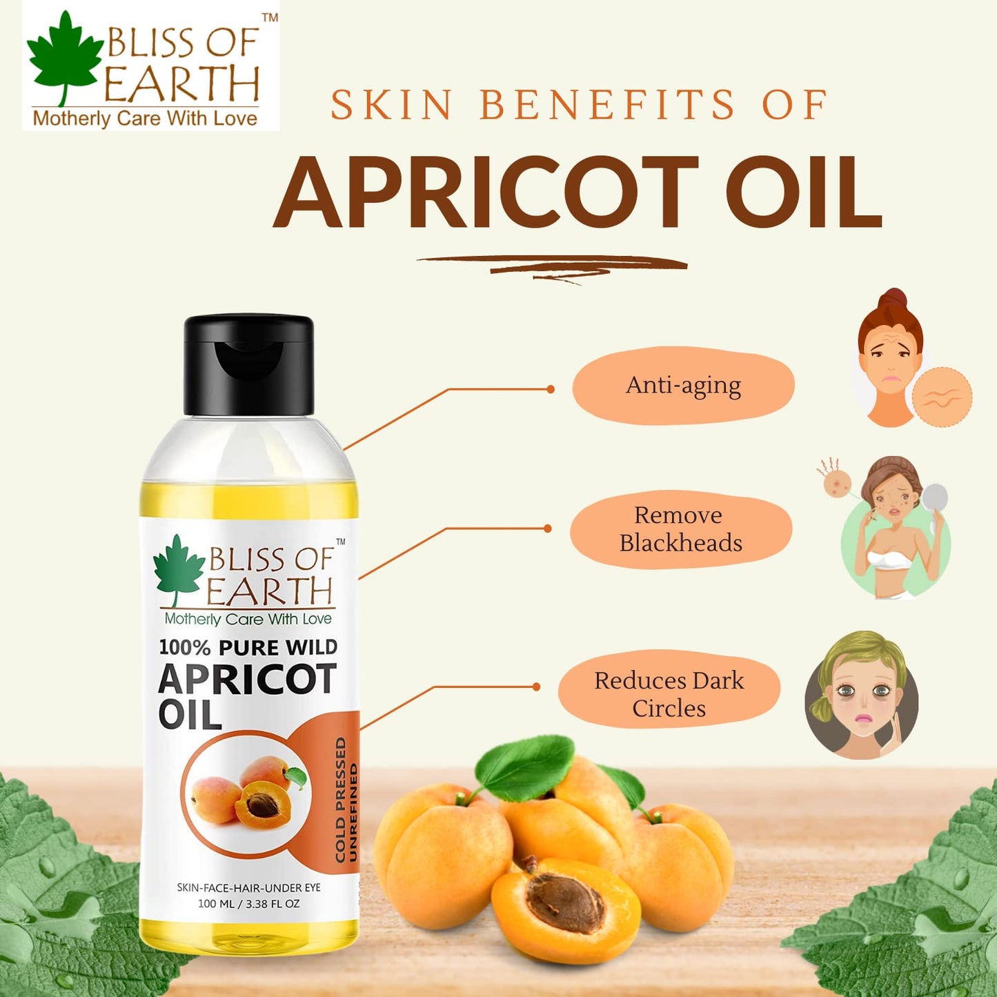 Bliss of Earthâ„¢ Wildcrafted Himalayan Apricot Oil Coldpressed & Unrefined (100 ML)