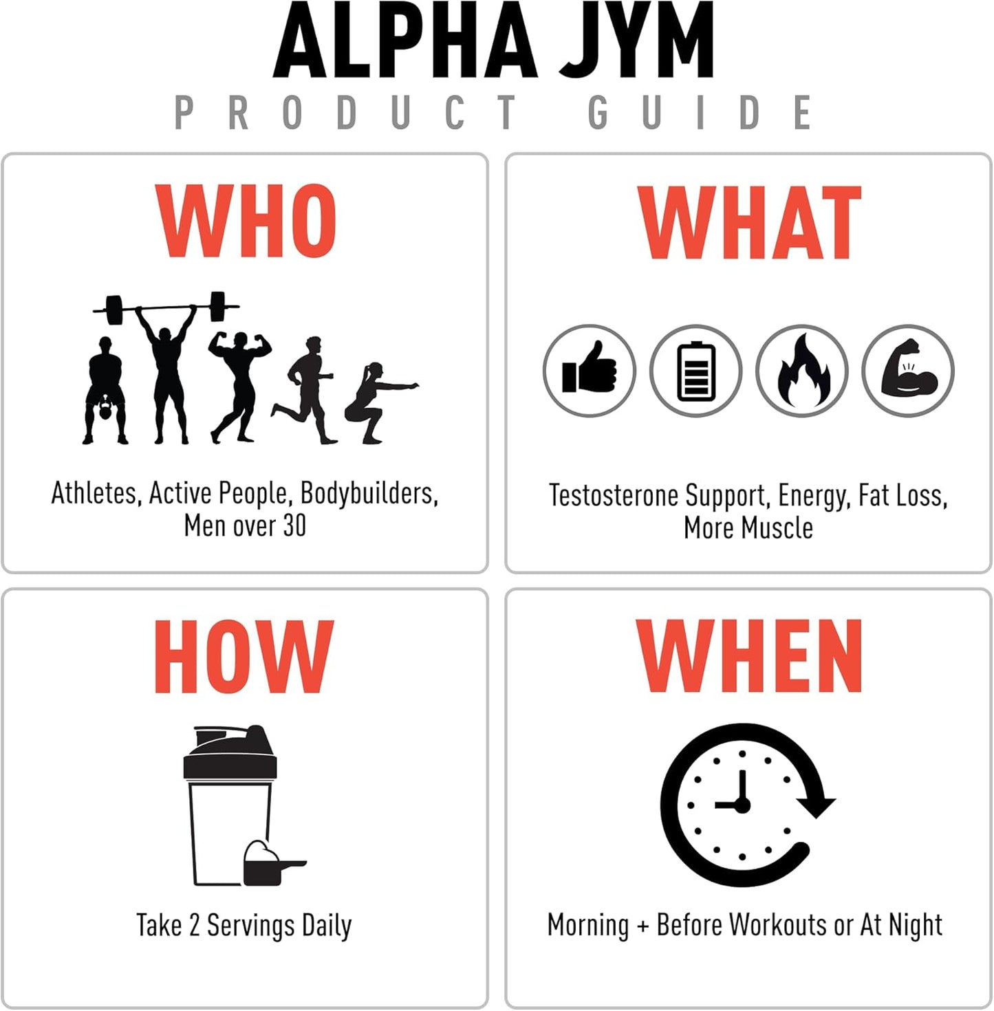 Alpha JYM Testosterone Support | Male Vitality, Health Optimization, Ashwagandha, Fenugreek, Eurycoma, Damiana, Quercetin, DIM | JYM Supplemental Science | 180 Vegetarian Capsules