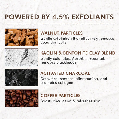 mCaffeine Pore Clearing Coffee & Cookie Face Scrub | Remove Blackheads, Detan & Exfoliate Dead Skin | 4.5% Exfoliants - Walnuts, Coffee, Charcoal, Clay | Glowing Skin Face Scrub for Women & Men - 100g