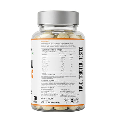 Naturaltein Liposomal Vitamin C | 5X Enhanced Absorption | Antioxidant Supporting Immune Function, Skin Repair, Collagen Synthesis & Oxidative Stress Defense | 60 Capsules