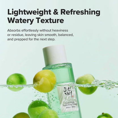 [Beauty of Joseon] Green Plum Refreshing Toner AHA + BHA (150ml) â€“ Korean Face Toner for Gentle Exfoliation, Smooth Texture & Balanced Skin
