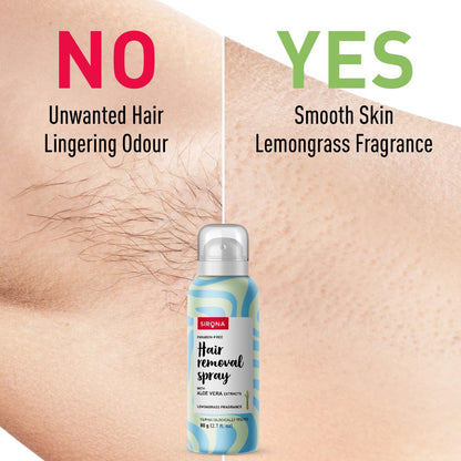 Sirona Hair Removal Spray Foam with Aloe Vera Extracts and Lemongrass Fragrance 80 ML (Pack of 1) | For Legs, Arms & Underarms | Removes Hair in 10 Minutes | Parabens Free | Dermatologically Tested