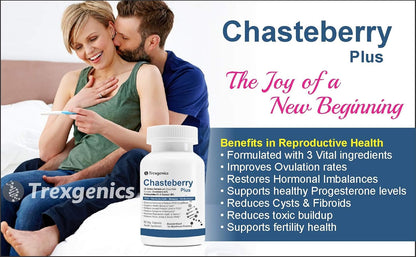 Trexgenics CHASTEBERRY PLUS Women's health formula with Chasteberry, Ashwagandha & Shatavari (60 Vcaps) (Pack of 1)