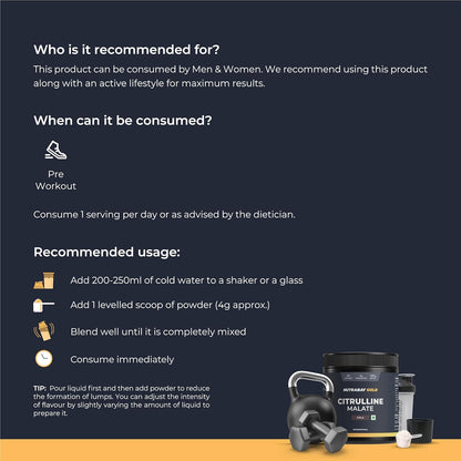 Nutrabay Gold Citrulline Malate 2:1 Supplement Powder 120g, Cola Flavor â€“ Boosts Nitric Oxide â€“ Pre Workout for Muscle Pump, Improved Endurance & Recovery | Tested for Purity | No Banned Substances