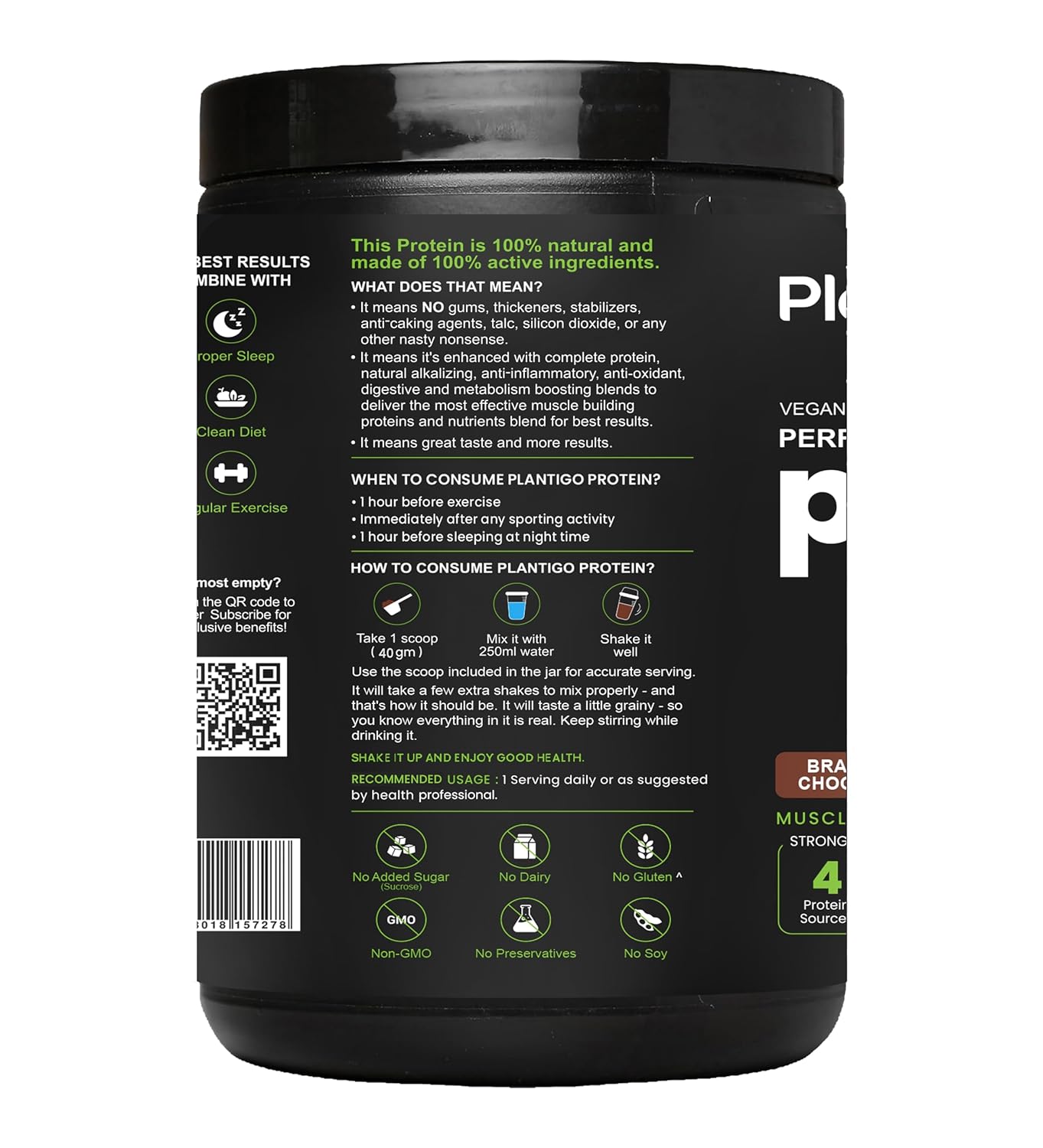 Plantigo Clean Plant Protein Powder | No Preservatives, No Banned Substances |Super Protein Blend- Pea, Brown Rice, Flax, Pumpkin 21SuperFoods Vegan Protein For Men, Women (Brazilian Chocolate - 1 Kg)