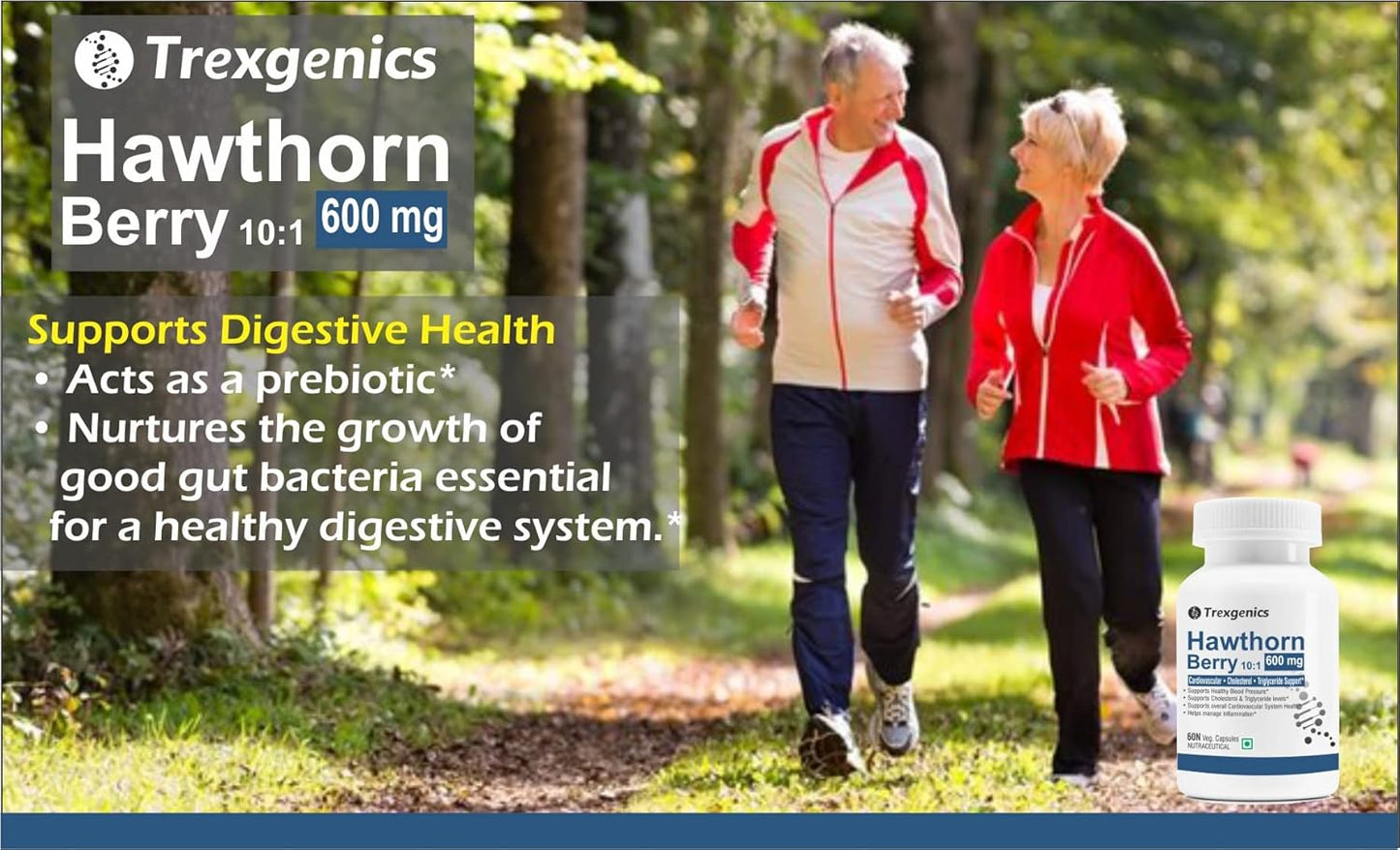 Trexgenics HAWTHORN BERRY 600 mg Cardiovascular, Cholesterol, triglycerides, Blood Pressure Support VEGAN & NON-GMO (60 Veg. Capsules) (Pack of 1)