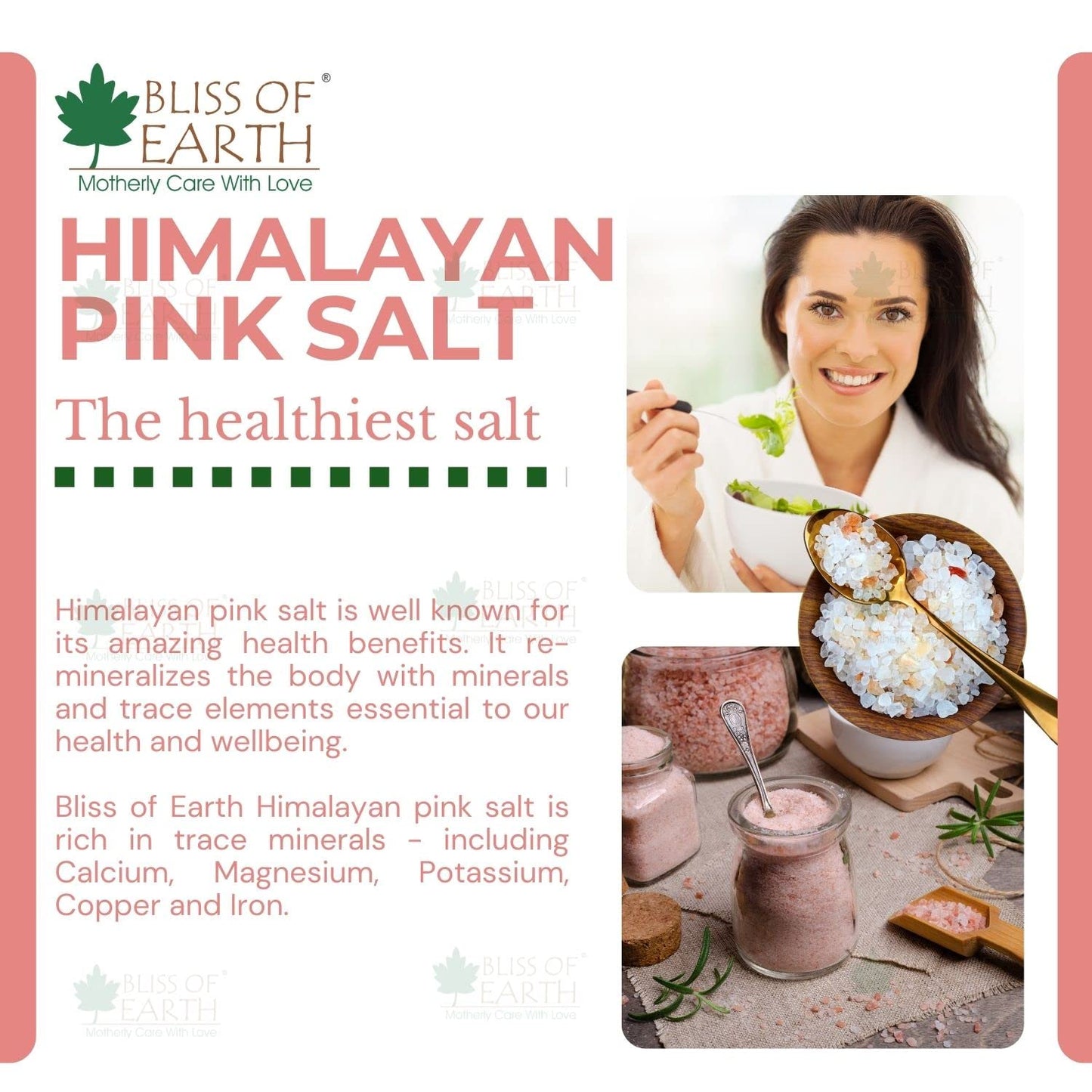 Bliss of Earth 1KG Fine Powder Pakistani Himalayan Pink Salt Non Iodised for weight loss & Healthy Cooking, Natural Substitute of White Salt