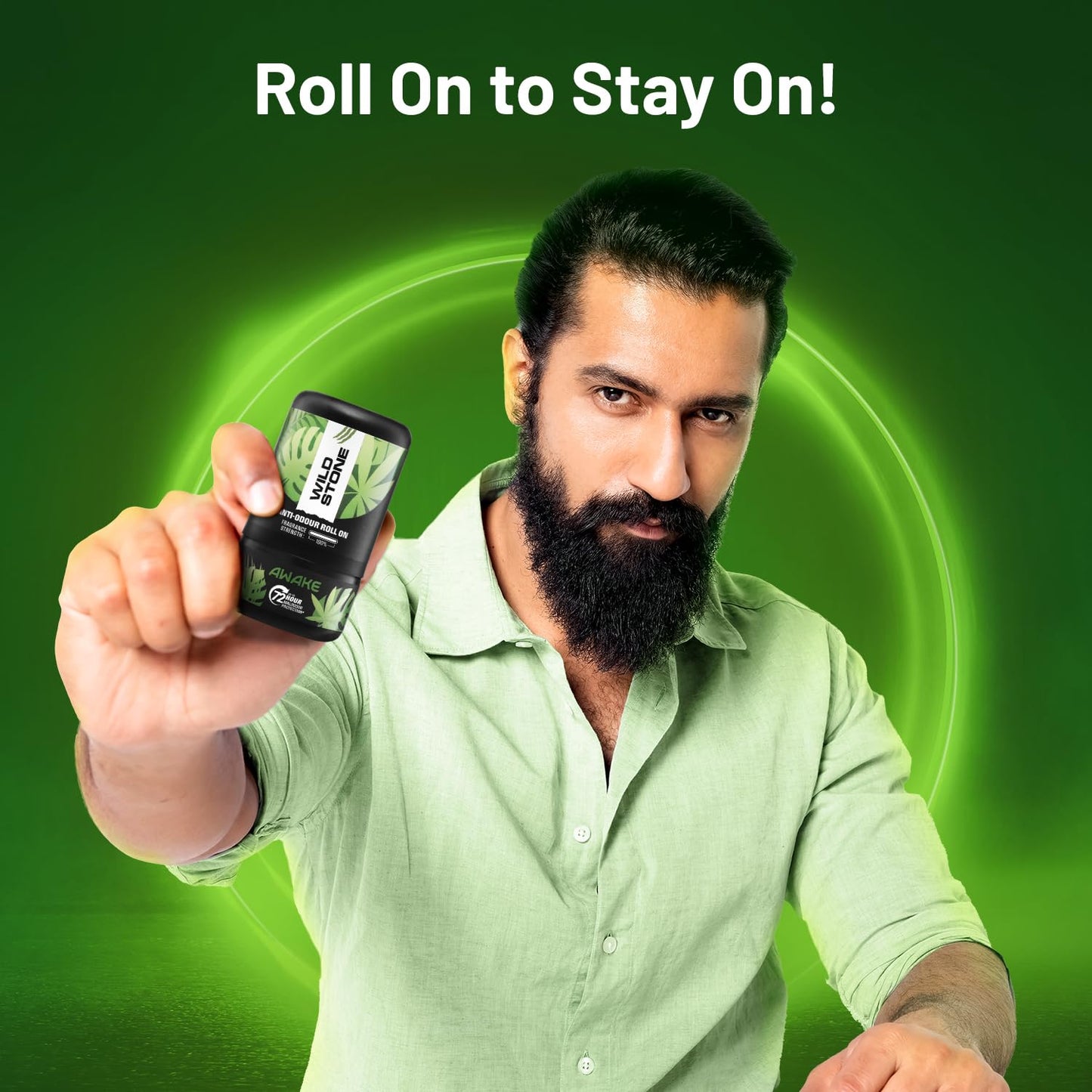 Wild Stone Awake Anti-Odour Roll On For Men, 50ml | Up to 72-Hour Odour Control | Enriched with Matcha tea and chamomile tea |Skin Friendly & Itch Free Deodorant Roll On | Long-Lasting Freshness
