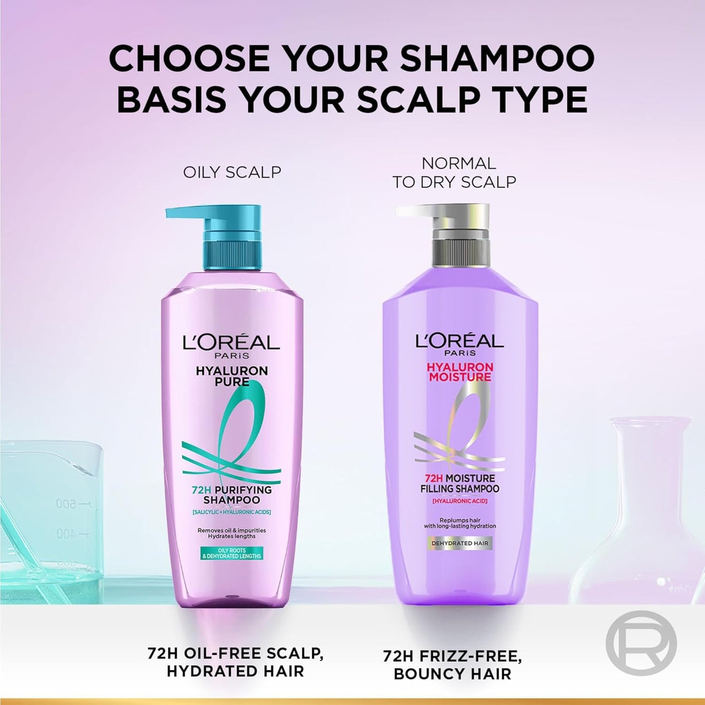 Lâ€™OrÃ©al Paris Hyaluron Pure 72H Purifying Shampoo, For oily scalp & dry hair with salicylic and hyaluronic acid, 800 ml