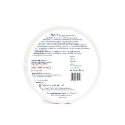 Moiz XL Hydro Boost Face & Body Cream | For Dry to Very Dry Skin | Formulated with 13 Moisturizers | Paraben Free & Cruelty-Free - 200gm