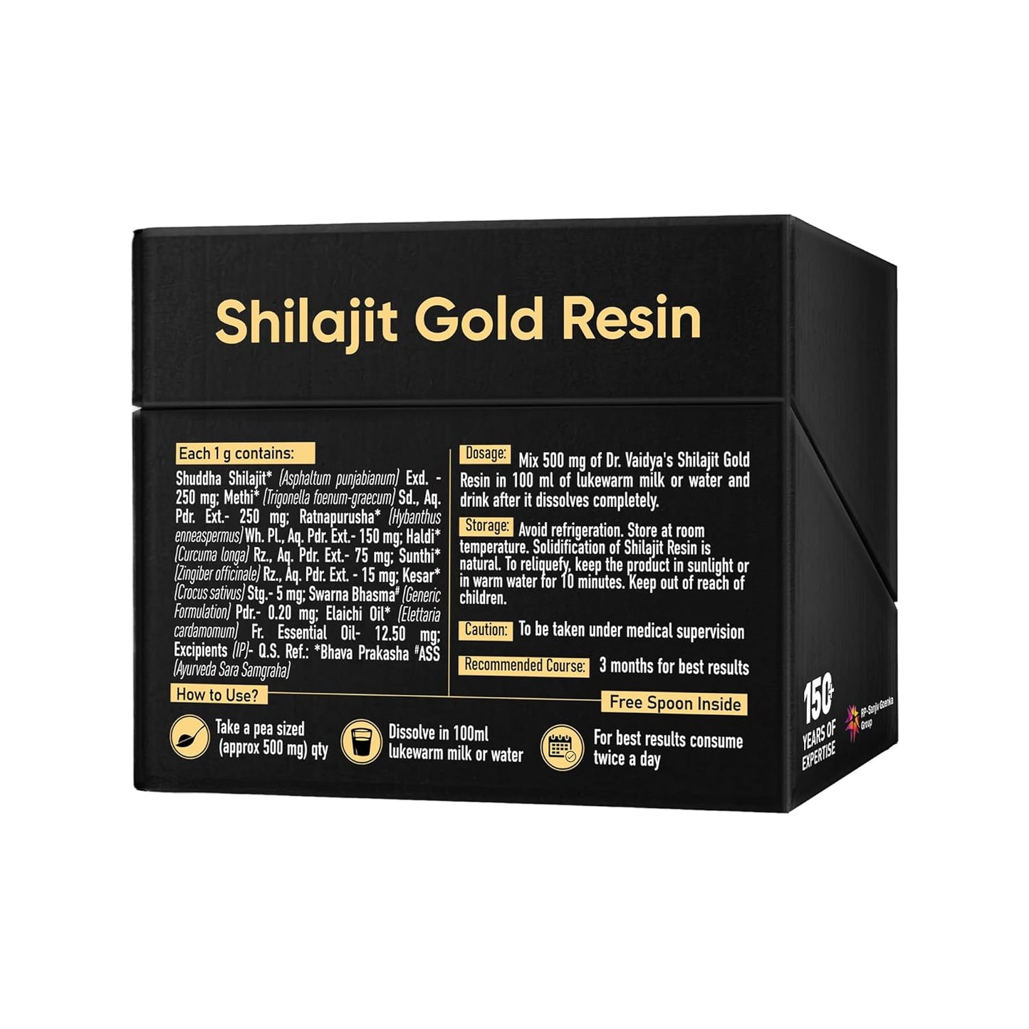 Dr Vaidyaâ€™s Shilajit Gold Resin | Helps Boost Stamina, Strength, & Power | Shuddha Shilajit, Swarna (Gold) Bhasma, Kesar, Methi | GMP Certified| (20 grams)