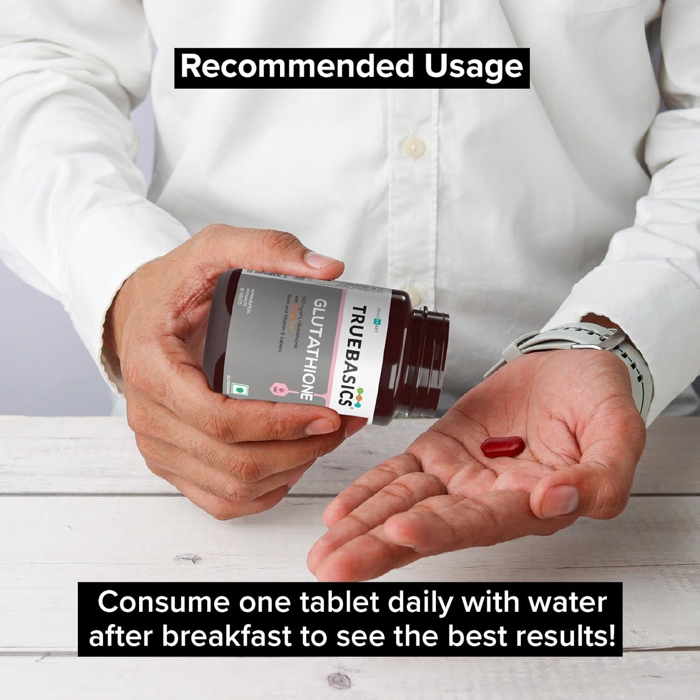 TrueBasics Glutathione (30 Tablets) | With Nutroxsun, Biotin & Vitamin E | For Healthy & Youthful Skin